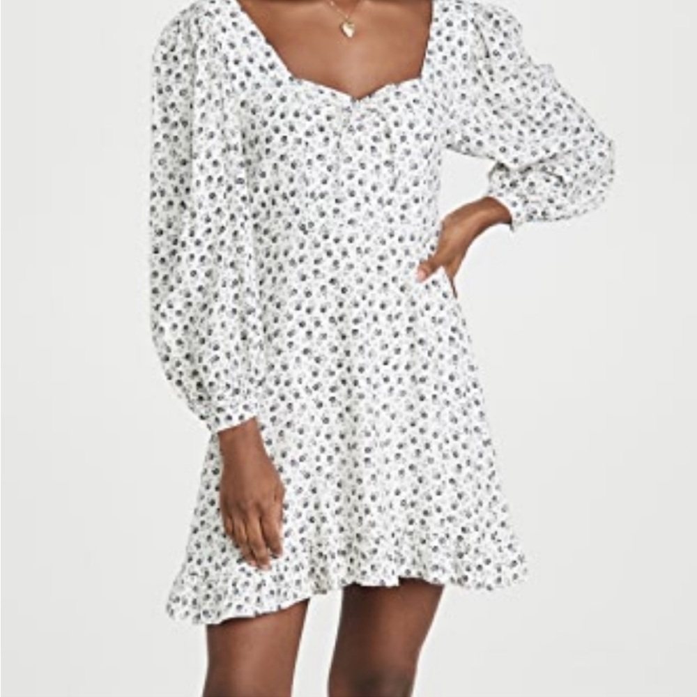 Faithfull the Brand Calla Mini Dress Floral Black and White